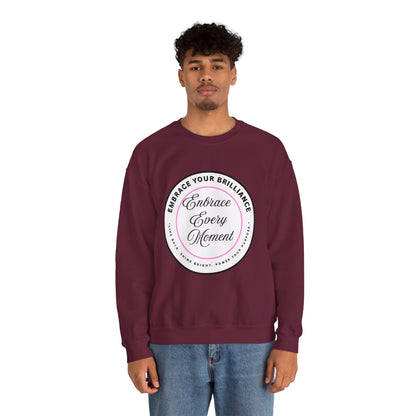 Crewneck Sweatshirt — "Embrace Every Moment" Inspirational Circle Design for Men's