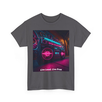 Vintage Neon Car Tee — "Live Loud. Live Free" Retro Streetwear Shirt