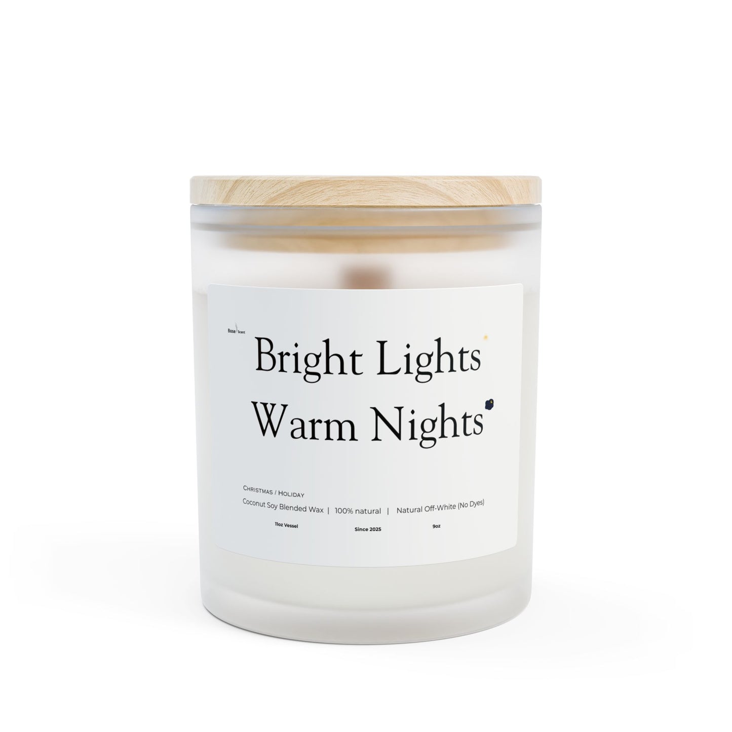 Bright Lights Warm Nights Frosted Glass Candle — 11oz Scented Soy Candle