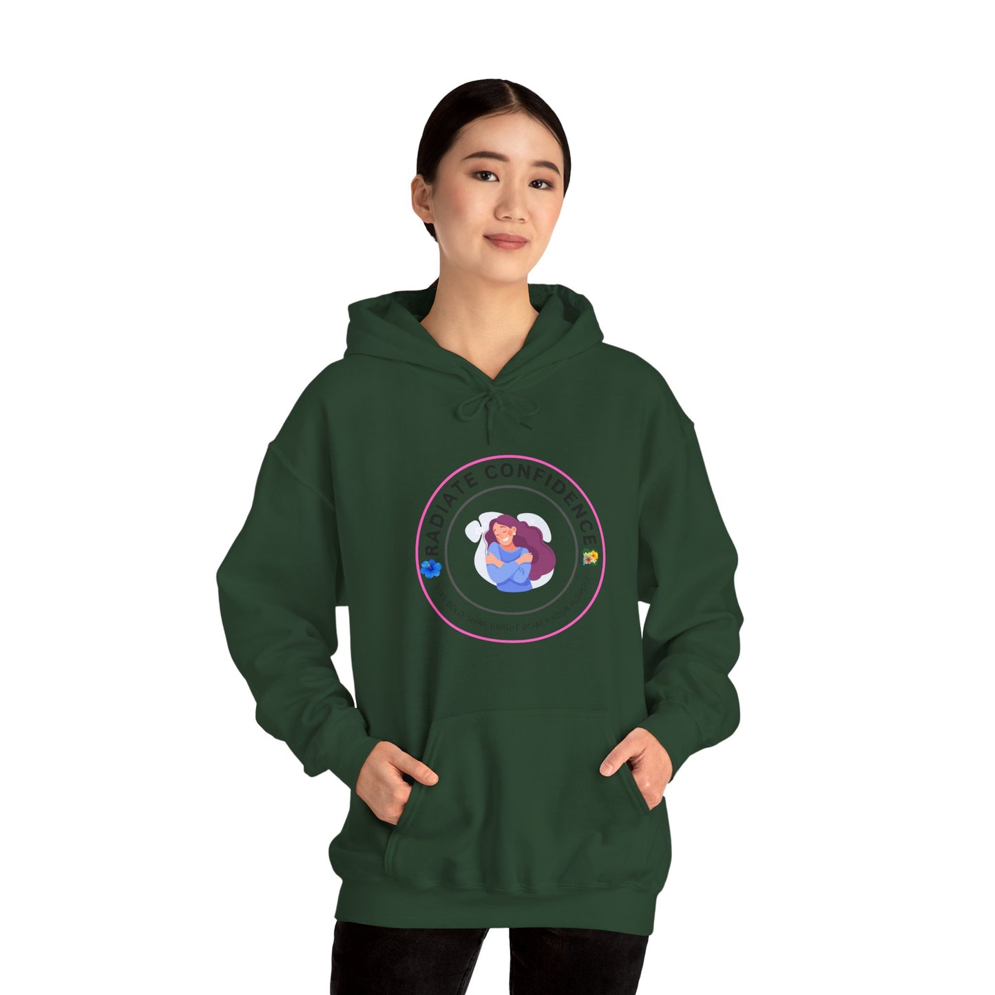 Radiate Confidence Hoodie — Feminine Self-Love Graphic Sweatshirt