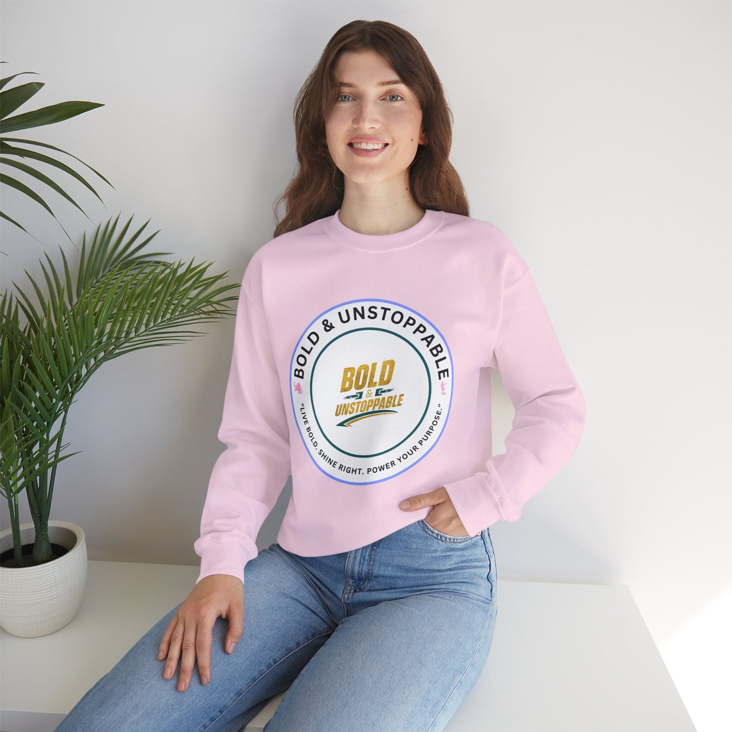 Bold & Unstoppable Crewneck Sweatshirt — Inspirational Graphic Pullover