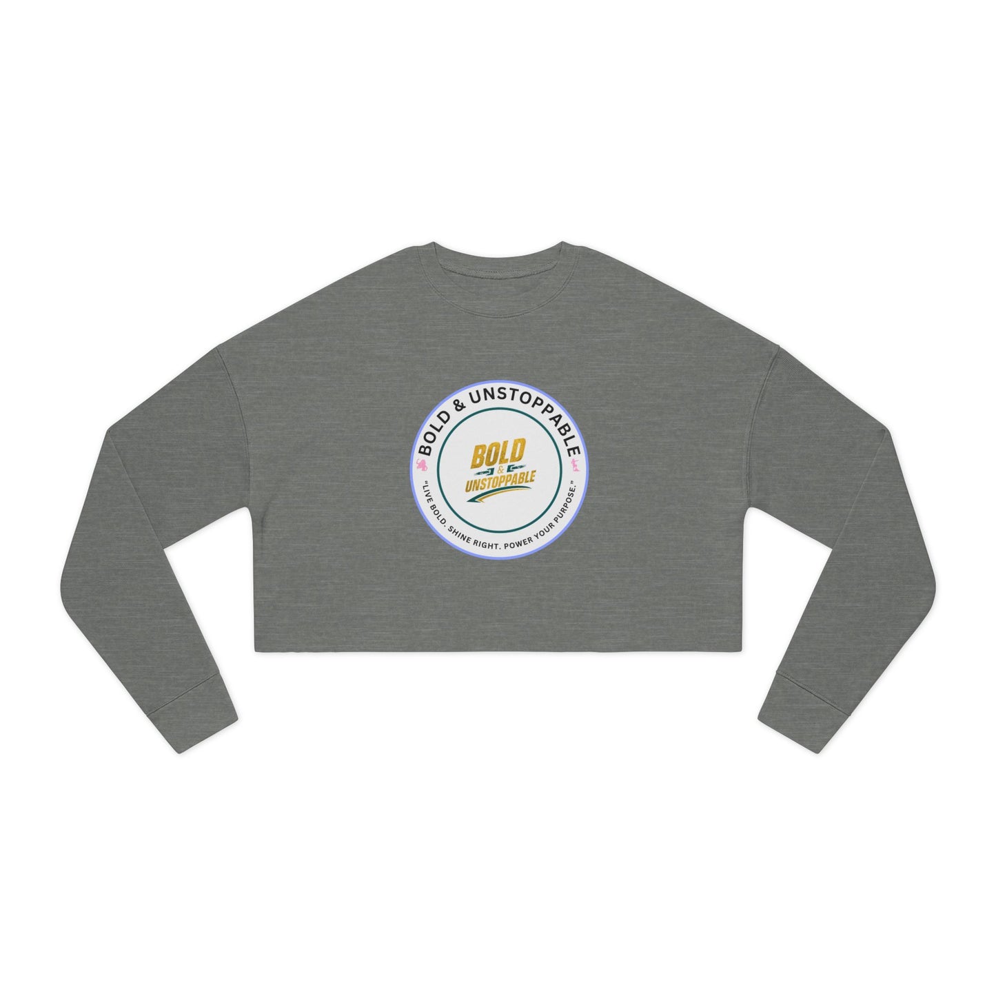 Cropped Sweatshirt — Pink Retro 'Love' Badge Graphic