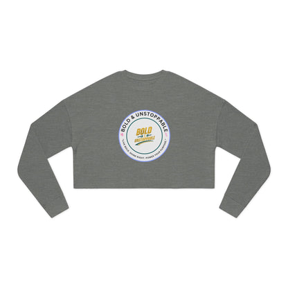 Cropped Sweatshirt — Pink Retro 'Love' Badge Graphic