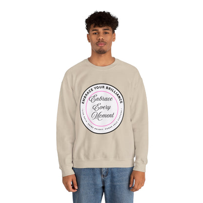 Crewneck Sweatshirt — "Embrace Every Moment" Inspirational Circle Design for Men's