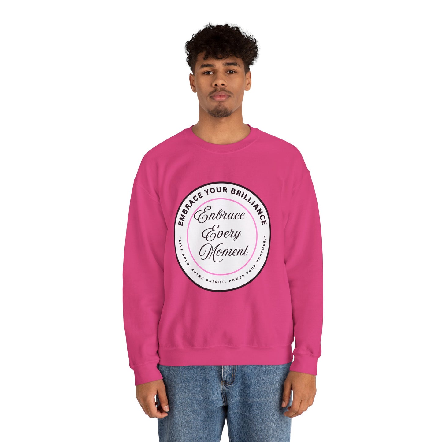 Crewneck Sweatshirt — "Embrace Every Moment" Inspirational Circle Design for Men's