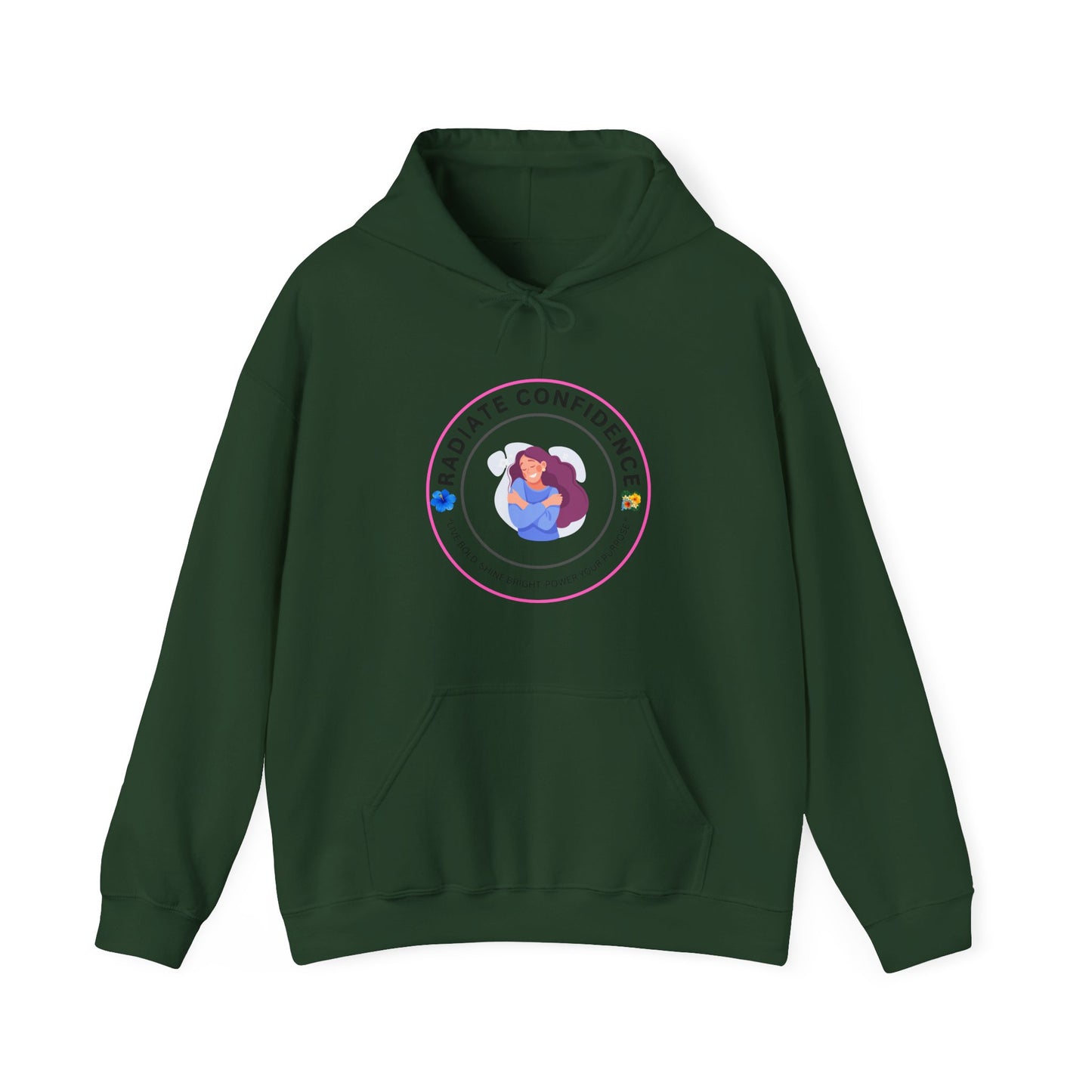 Radiate Confidence Hoodie — Feminine Self-Love Graphic Sweatshirt