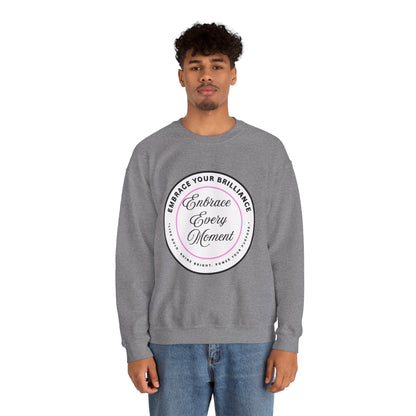 Crewneck Sweatshirt — "Embrace Every Moment" Inspirational Circle Design for Men's