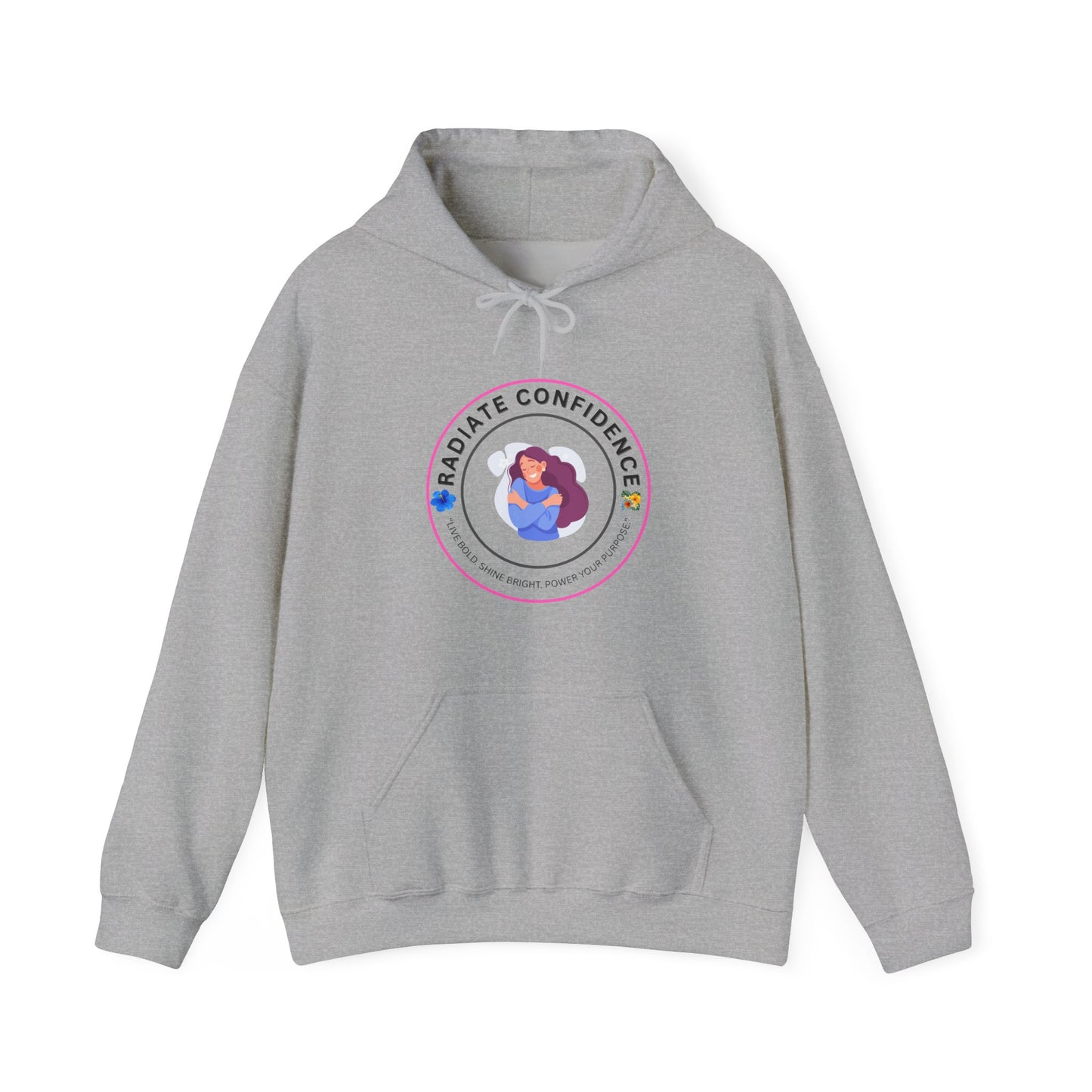Radiate Confidence Hoodie — Feminine Self-Love Graphic Sweatshirt