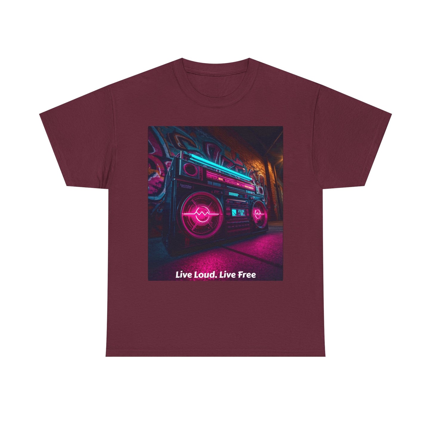 Vintage Neon Car Tee — "Live Loud. Live Free" Retro Streetwear Shirt