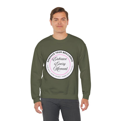 Crewneck Sweatshirt — "Embrace Every Moment" Inspirational Circle Design for Men's