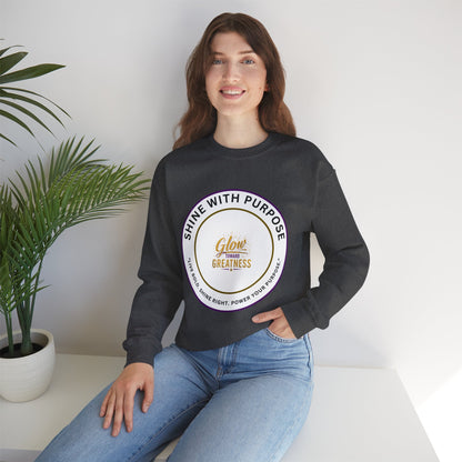 Shine With Purpose Crewneck Sweatshirt — "Glow Into Greatness" Inspirational Pullover