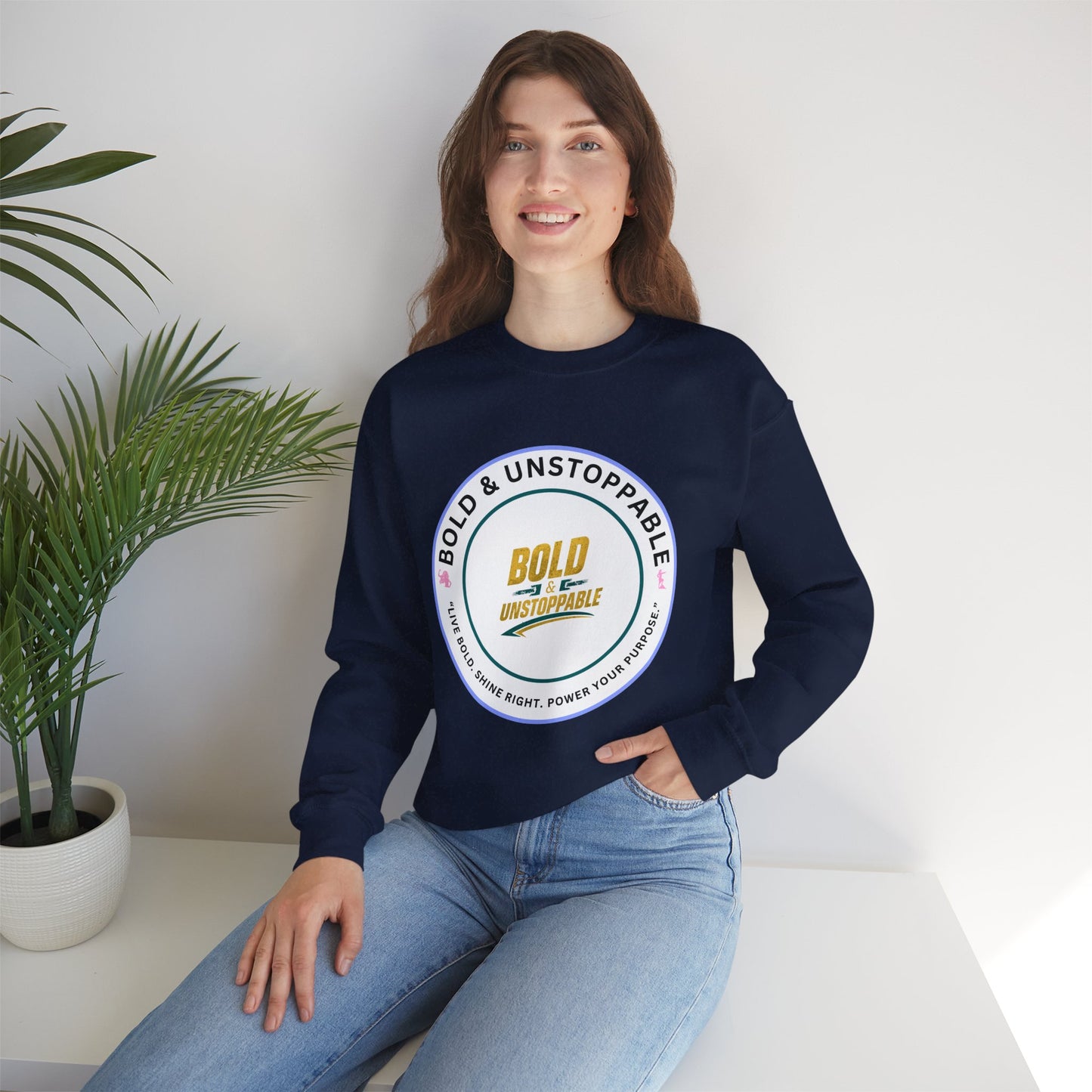 Bold & Unstoppable Crewneck Sweatshirt — Inspirational Graphic Pullover