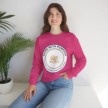 Shine With Purpose Crewneck Sweatshirt — "Glow Into Greatness" Inspirational Pullover