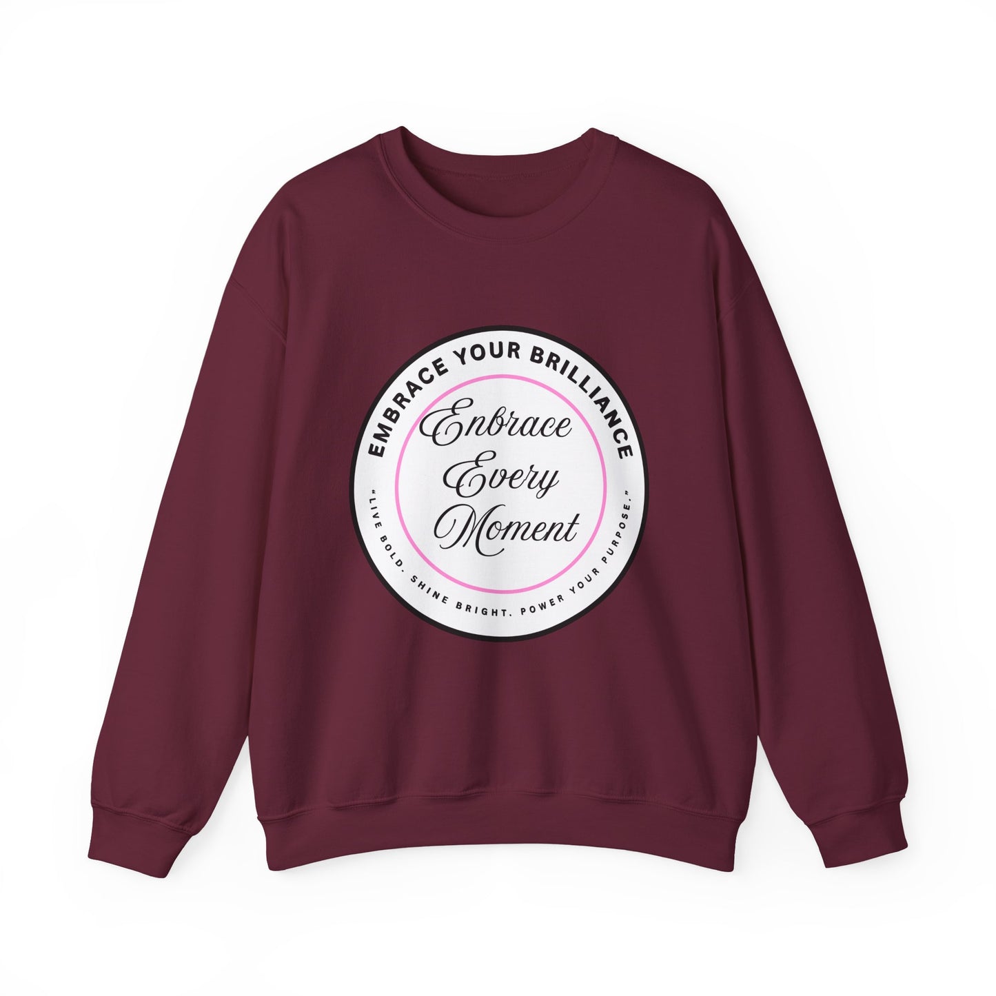 Crewneck Sweatshirt — "Embrace Every Moment" Inspirational Circle Design for Men's