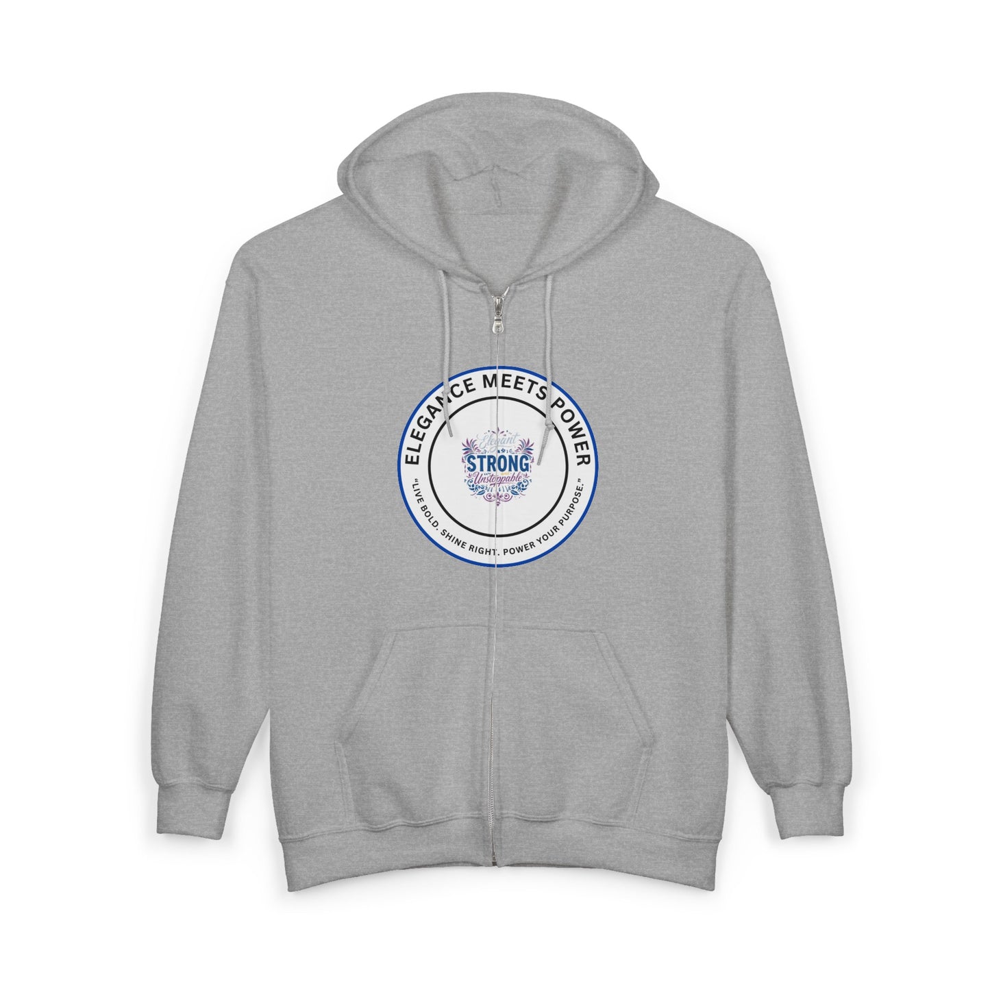 Strong Seal Zip Hoodie — "Elegance Meets Power" Emblem Full-Zip Sweatshirt