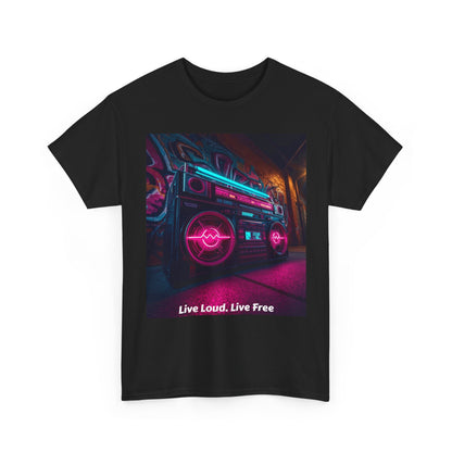 Vintage Neon Car Tee — "Live Loud. Live Free" Retro Streetwear Shirt