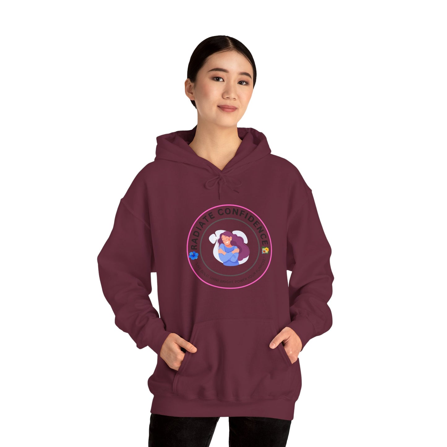 Radiate Confidence Hoodie — Feminine Self-Love Graphic Sweatshirt