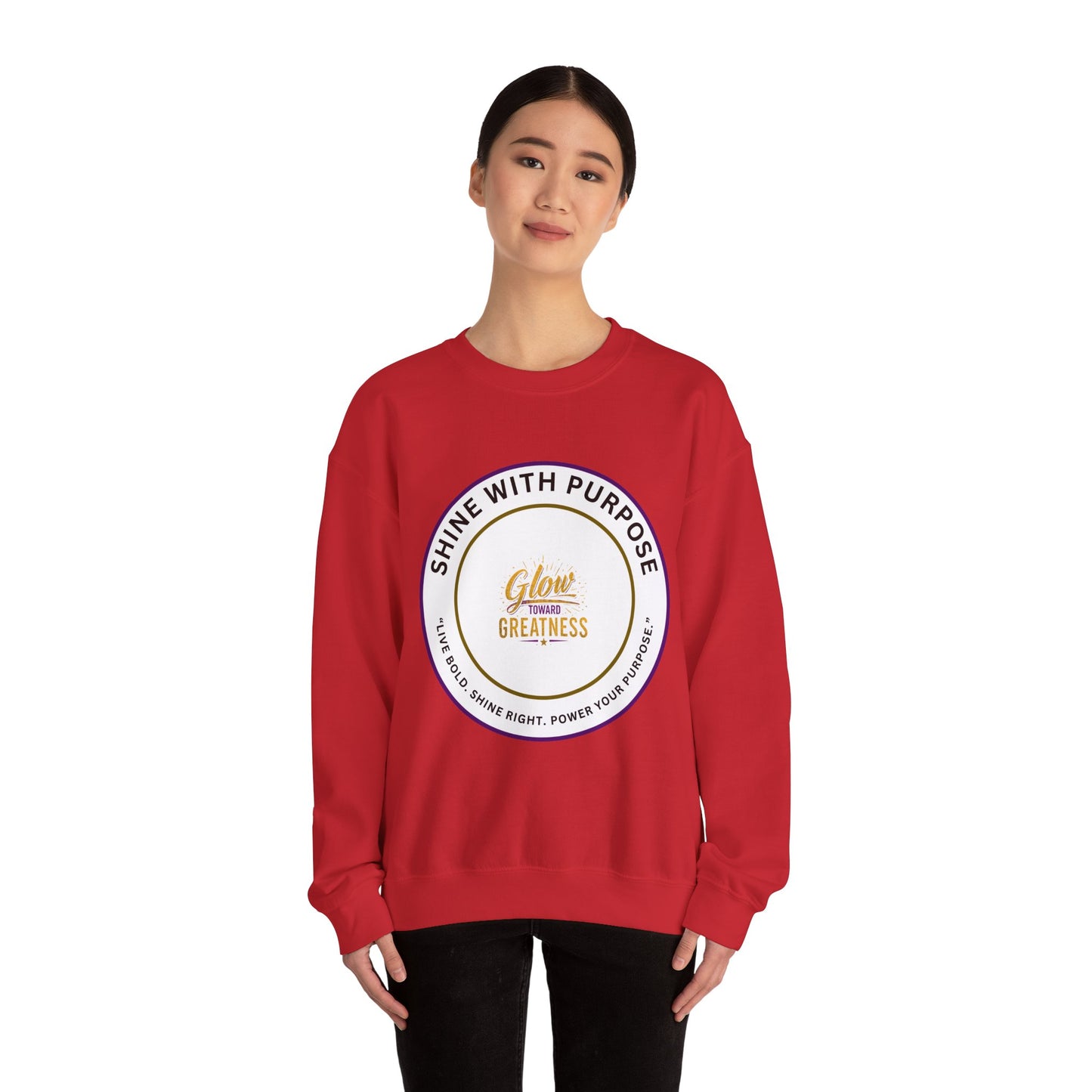 Shine With Purpose Crewneck Sweatshirt — "Glow Into Greatness" Inspirational Pullover