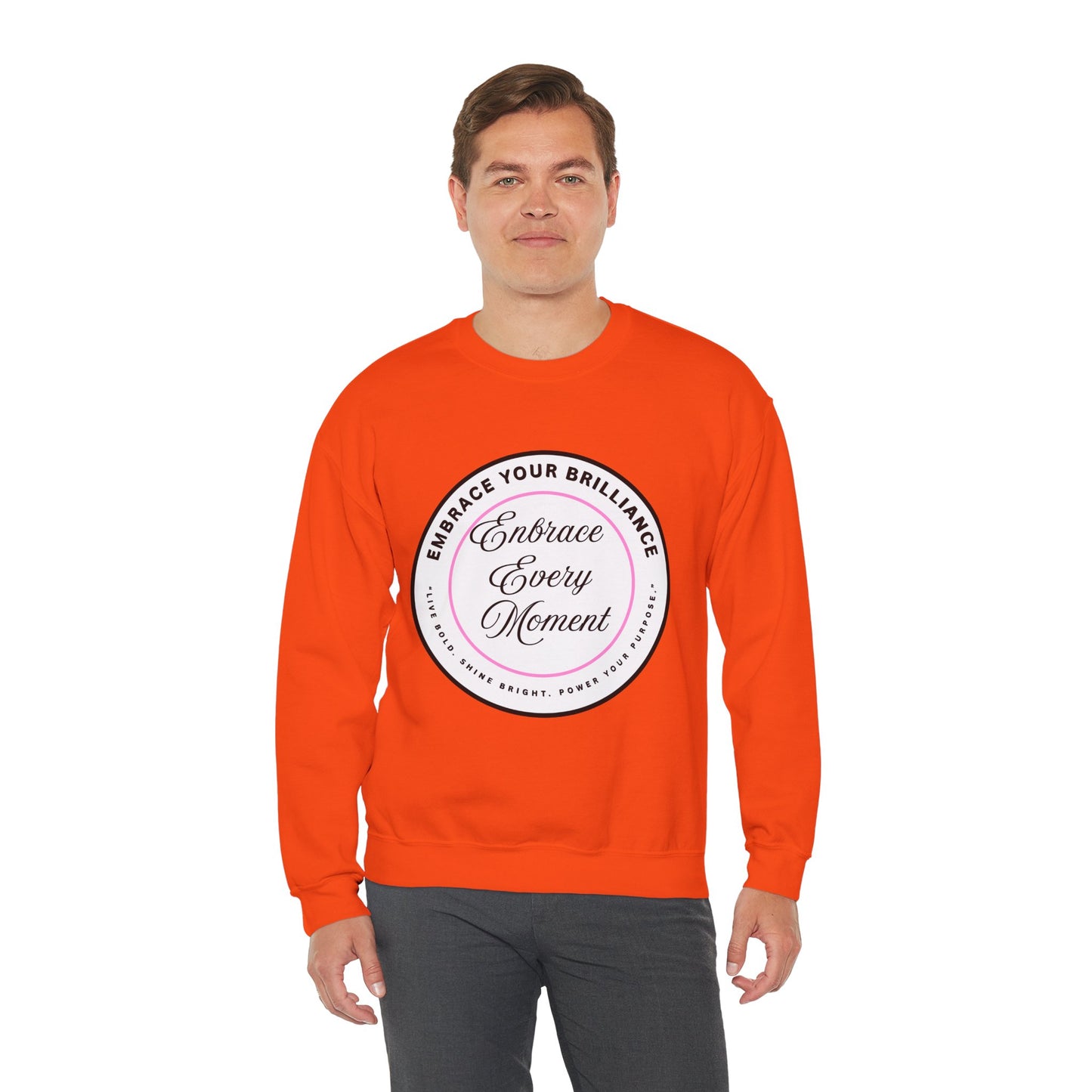 Crewneck Sweatshirt — "Embrace Every Moment" Inspirational Circle Design for Men's