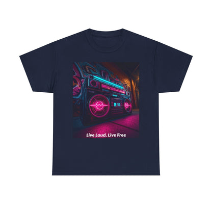 Vintage Neon Car Tee — "Live Loud. Live Free" Retro Streetwear Shirt