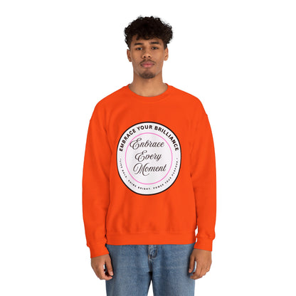 Crewneck Sweatshirt — "Embrace Every Moment" Inspirational Circle Design for Men's