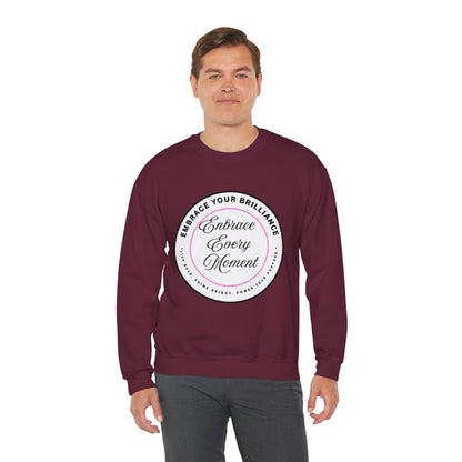 Crewneck Sweatshirt — "Embrace Every Moment" Inspirational Circle Design for Men's