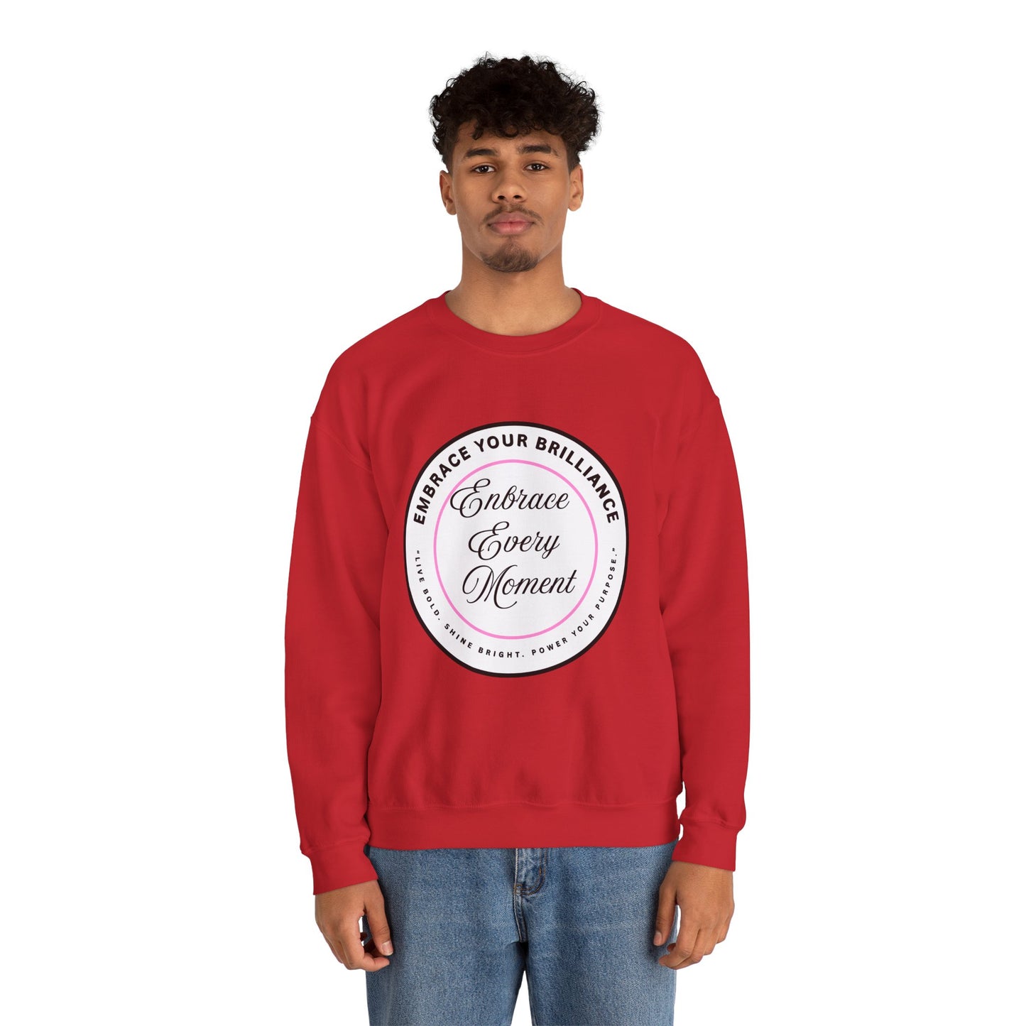Crewneck Sweatshirt — "Embrace Every Moment" Inspirational Circle Design for Men's