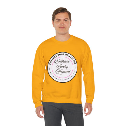 Crewneck Sweatshirt — "Embrace Every Moment" Inspirational Circle Design for Men's