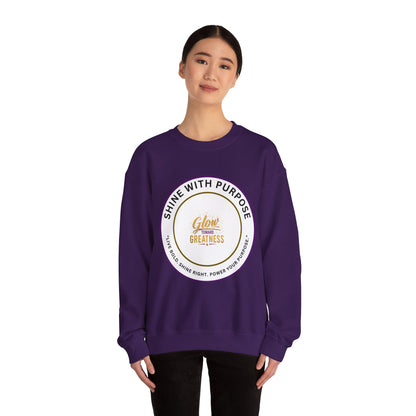 Shine With Purpose Crewneck Sweatshirt — "Glow Into Greatness" Inspirational Pullover