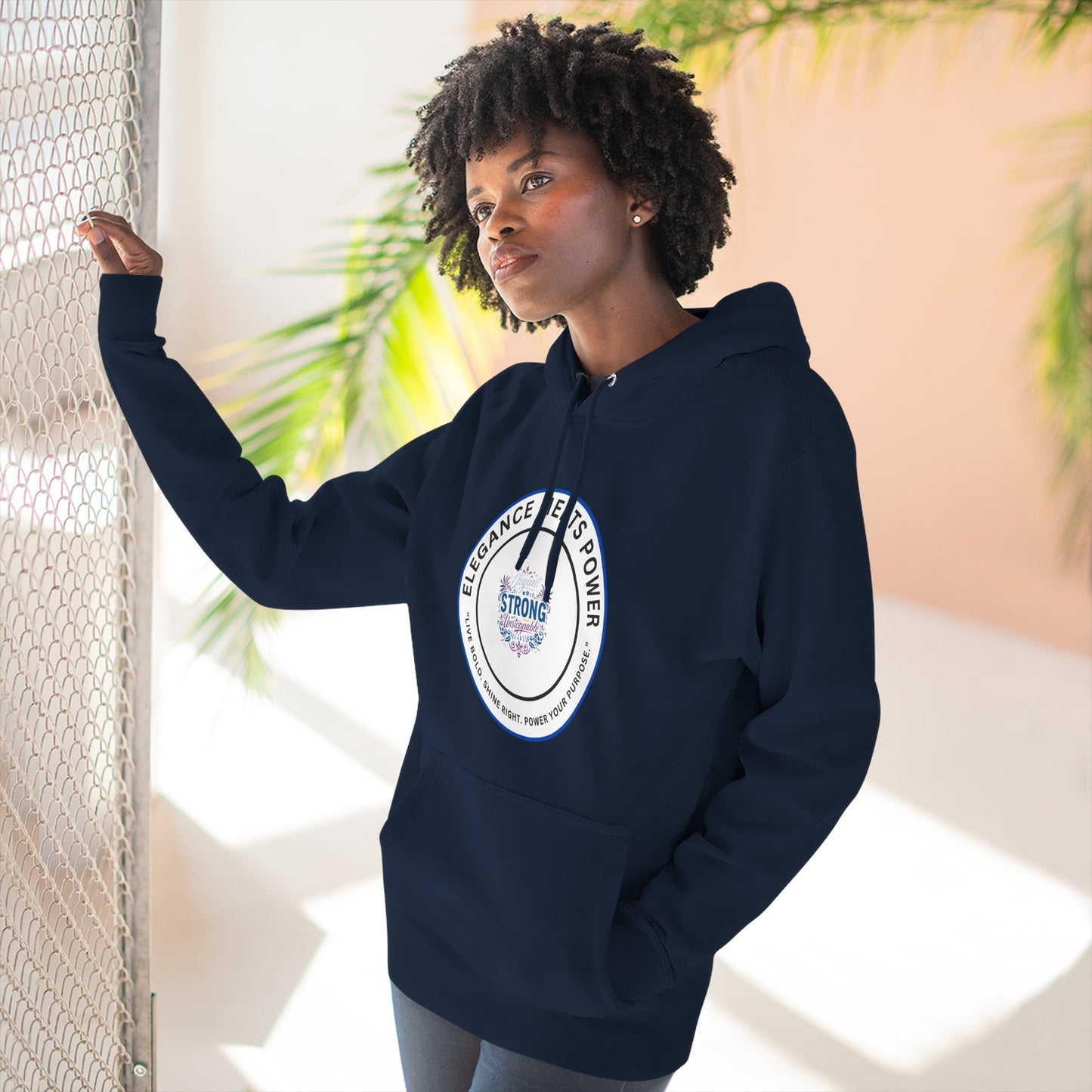 Strong Elegance Hoodie — "Elegance Meets Power" Fleece Pullover
