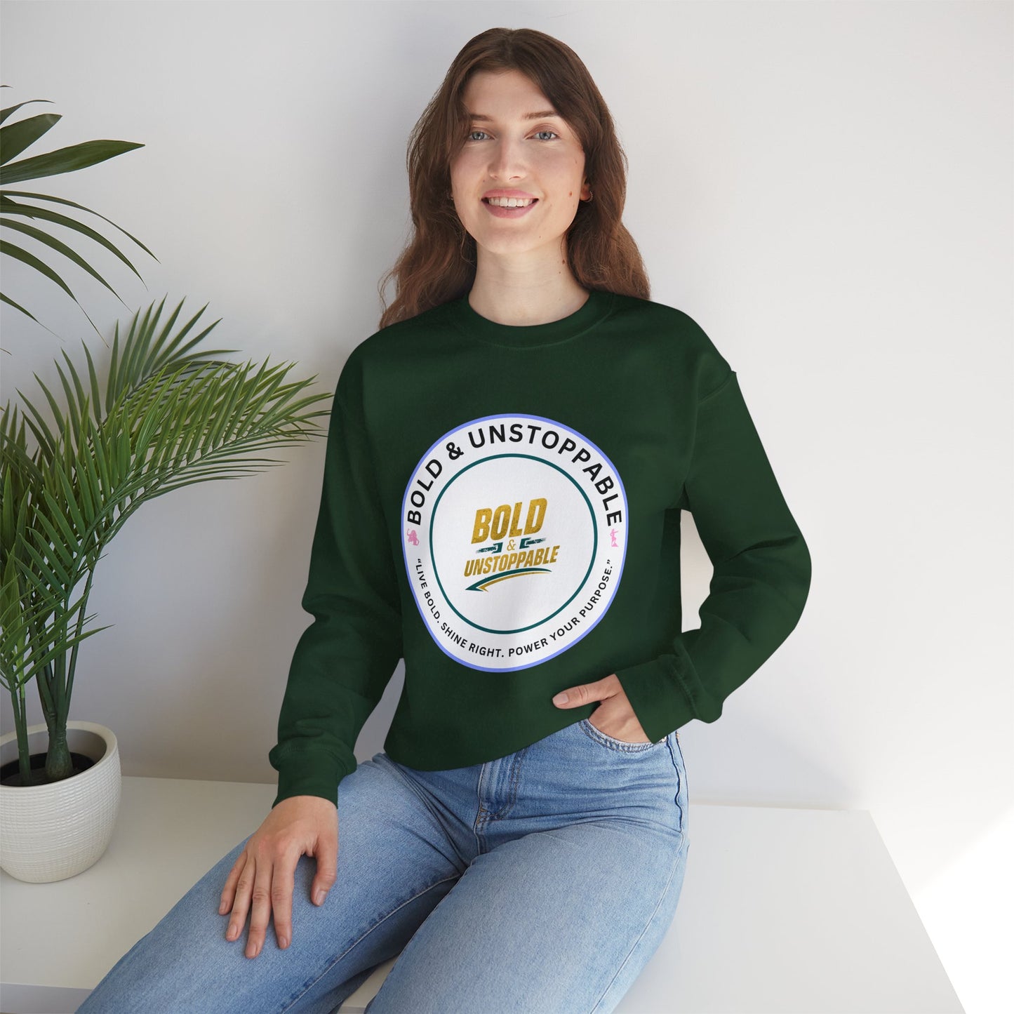Bold & Unstoppable Crewneck Sweatshirt — Inspirational Graphic Pullover