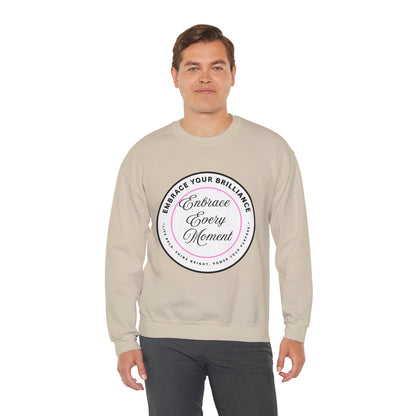 Crewneck Sweatshirt — "Embrace Every Moment" Inspirational Circle Design for Men's