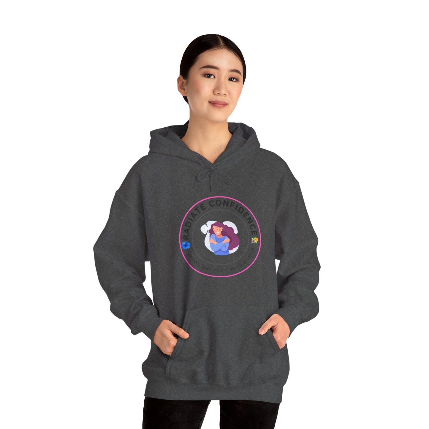 Radiate Confidence Hoodie — Feminine Self-Love Graphic Sweatshirt