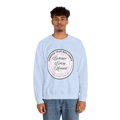 Crewneck Sweatshirt — "Embrace Every Moment" Inspirational Circle Design for Men's