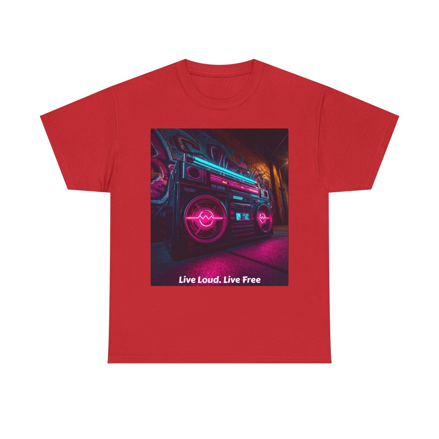 Vintage Neon Car Tee — "Live Loud. Live Free" Retro Streetwear Shirt