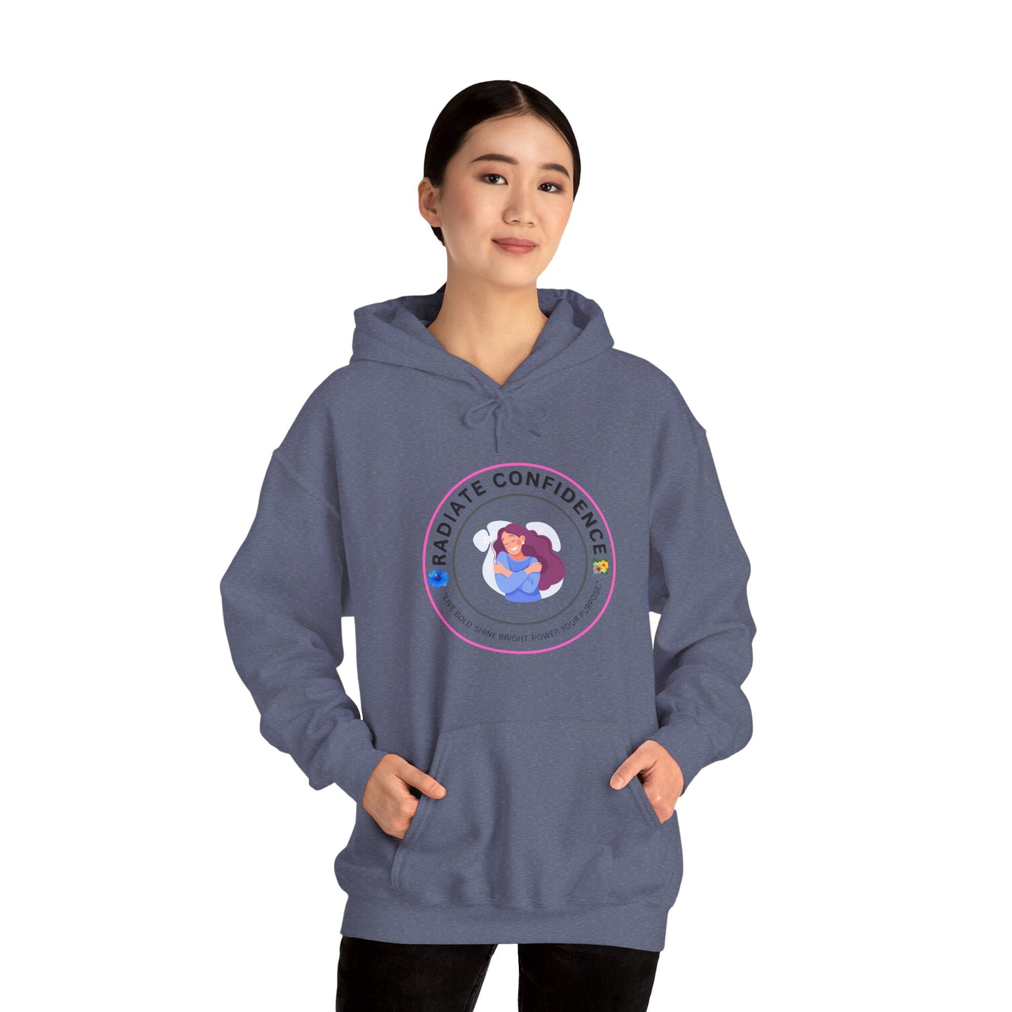 Radiate Confidence Hoodie — Feminine Self-Love Graphic Sweatshirt