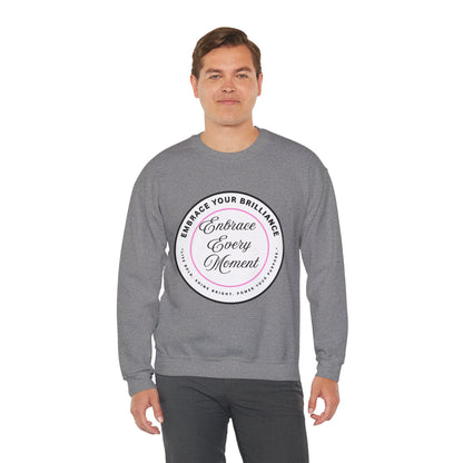 Crewneck Sweatshirt — "Embrace Every Moment" Inspirational Circle Design for Men's