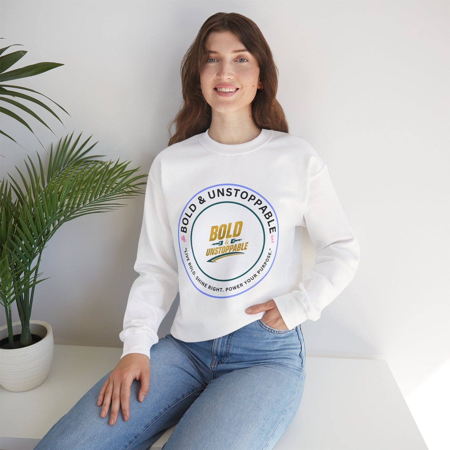 Bold & Unstoppable Crewneck Sweatshirt — Inspirational Graphic Pullover