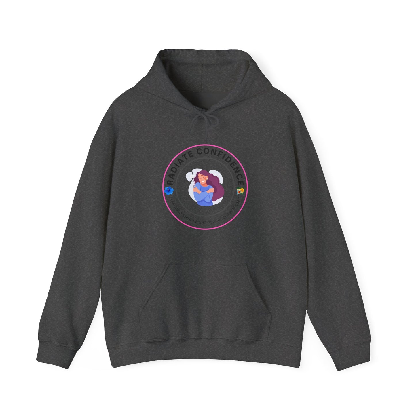 Radiate Confidence Hoodie — Feminine Self-Love Graphic Sweatshirt