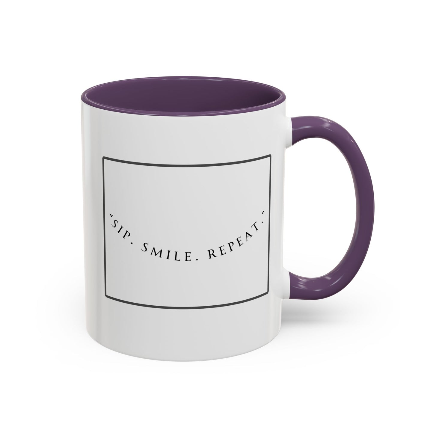Sip, Smile, Repeat Coffee Mug — Accent Black-Handle 11/15oz