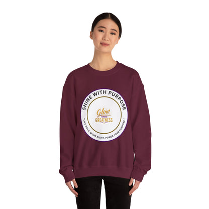 Shine With Purpose Crewneck Sweatshirt — "Glow Into Greatness" Inspirational Pullover