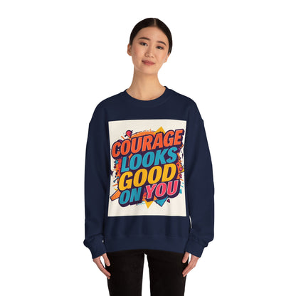 Courage Looks Good On You Sweatshirt — Inspirational Graphic Crewneck
