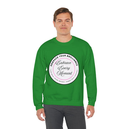 Crewneck Sweatshirt — "Embrace Every Moment" Inspirational Circle Design for Men's