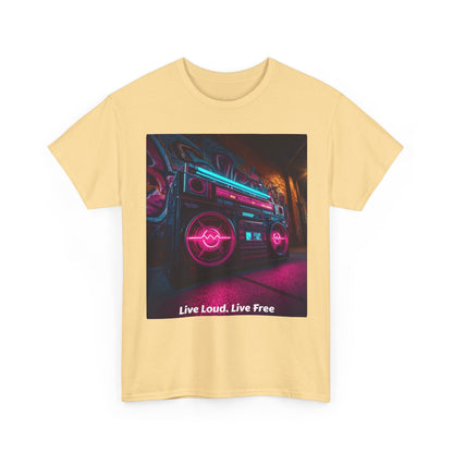 Vintage Neon Car Tee — "Live Loud. Live Free" Retro Streetwear Shirt
