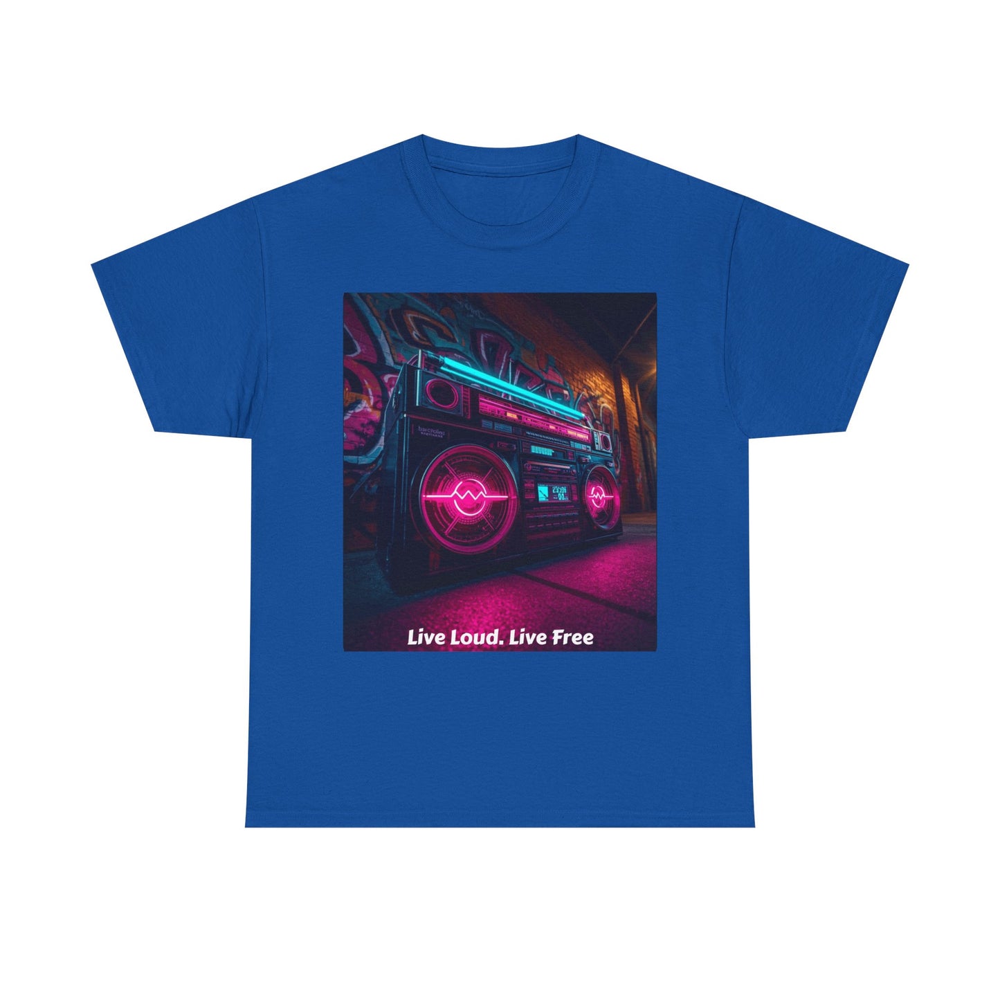 Vintage Neon Car Tee — "Live Loud. Live Free" Retro Streetwear Shirt