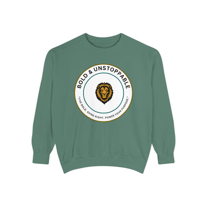 Bold & Unstoppable Lion Sweatshirt — Inspirational Graphic Crewneck