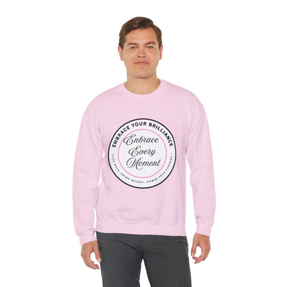 Crewneck Sweatshirt — "Embrace Every Moment" Inspirational Circle Design for Men's