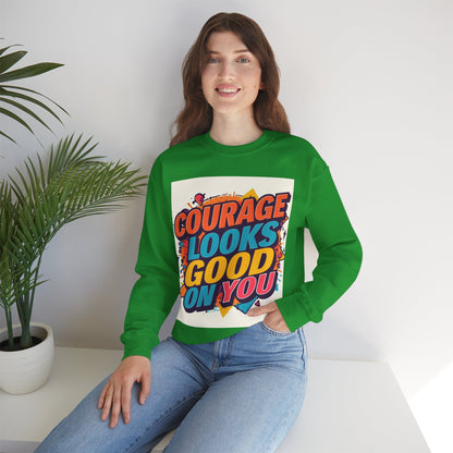 Courage Looks Good On You Sweatshirt — Inspirational Graphic Crewneck