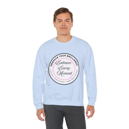 Crewneck Sweatshirt — "Embrace Every Moment" Inspirational Circle Design for Men's