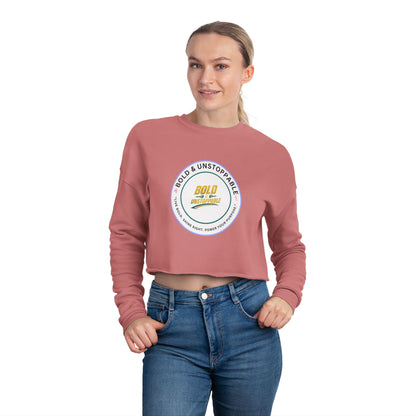 Cropped Sweatshirt — Pink Retro 'Love' Badge Graphic